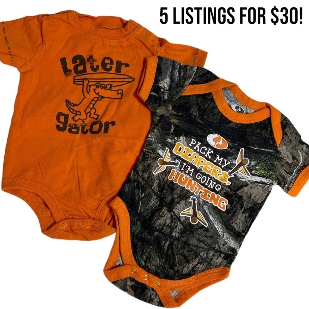 Mossy Oak/Carter’s 0-3m baby boy bodysuits